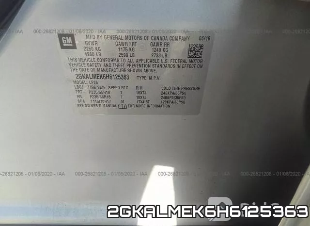 2GKALMEK6H6125363 фото 8