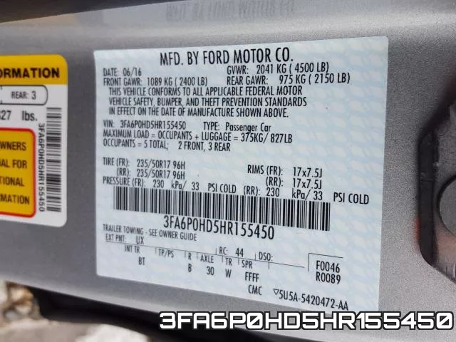 3FA6P0HD5HR155450 фото 2
