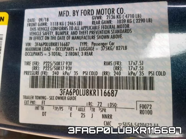 3FA6P0LU8KR116687 фото 2