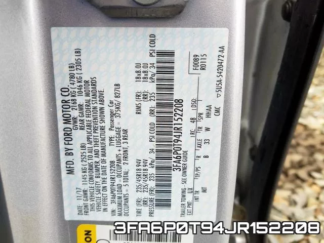 3FA6P0T94JR152208 фото 2