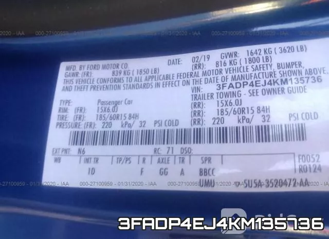 3FADP4EJ4KM135736 фото 5