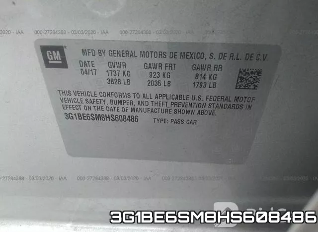 3G1BE6SM8HS608486 фото 9