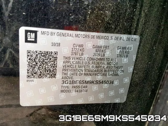 3G1BE6SM9KS545034 фото 2
