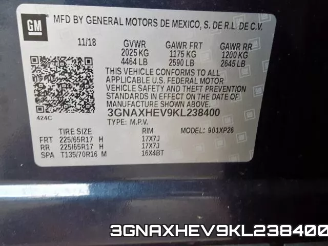 3GNAXHEV9KL238400 фото 2