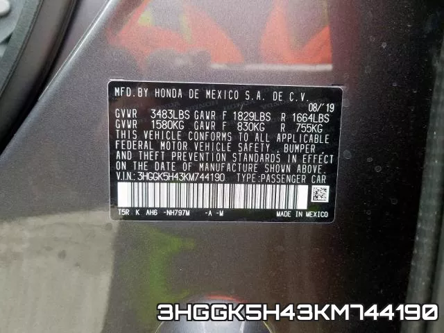 3HGGK5H43KM744190 фото 2