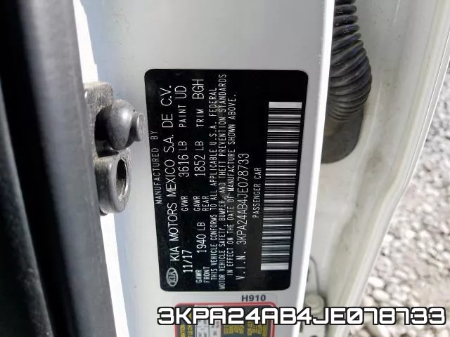 3KPA24AB4JE078733 фото 2