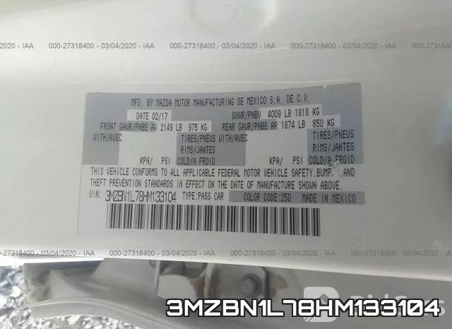 3MZBN1L78HM133104 фото 7