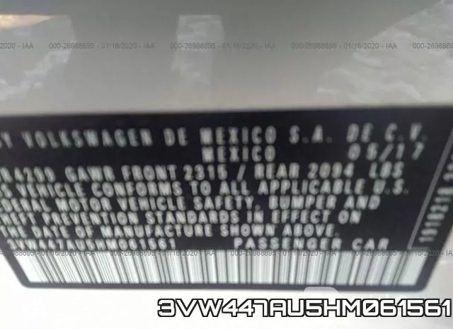 3VW447AU5HM061561 фото 6