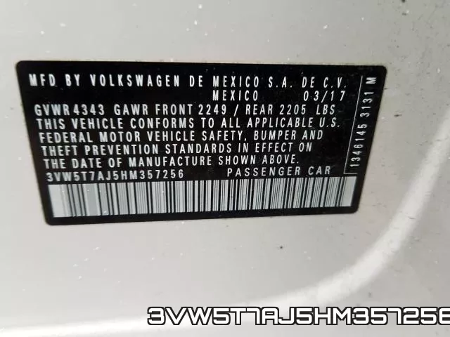 3VW5T7AJ5HM357256 фото 2
