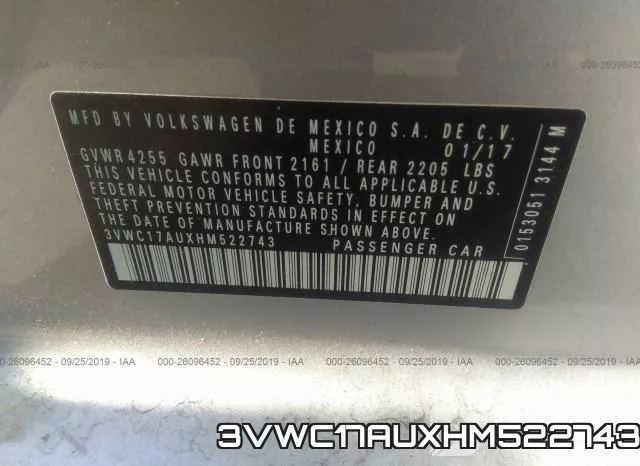 3VWC17AUXHM522743 фото 10