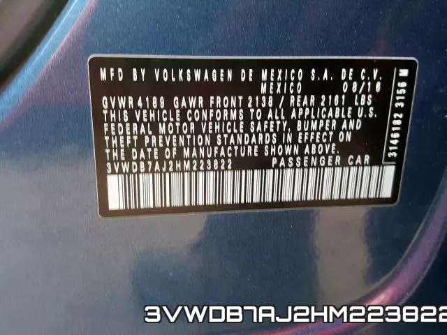 3VWDB7AJ2HM223822 фото 2