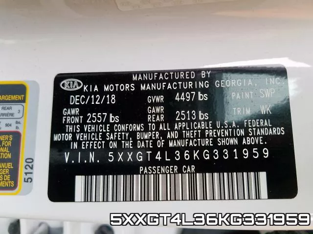 5XXGT4L36KG331959 фото 2