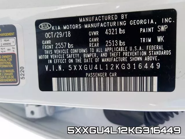 5XXGU4L12KG316449 фото 2