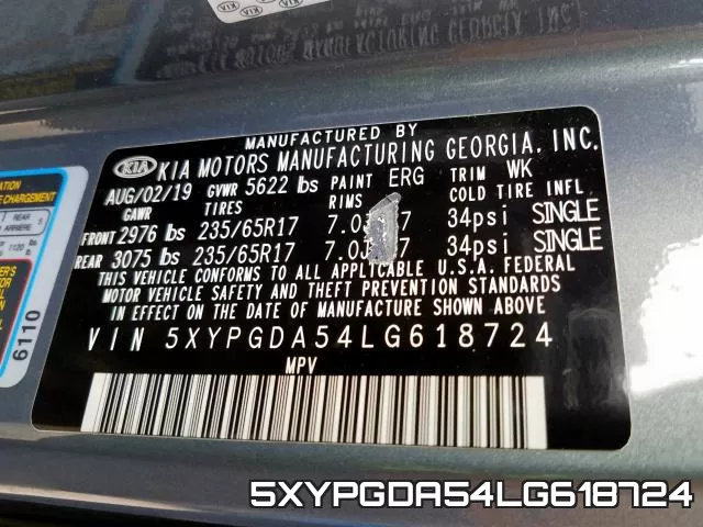 5XYPGDA54LG618724 фото 2