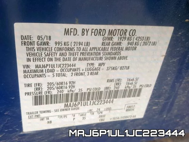 MAJ6P1UL1JC223444 фото 2
