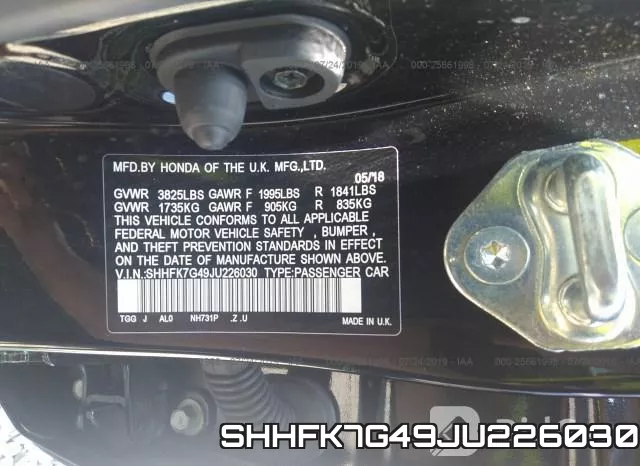 SHHFK7G49JU226030 фото 8