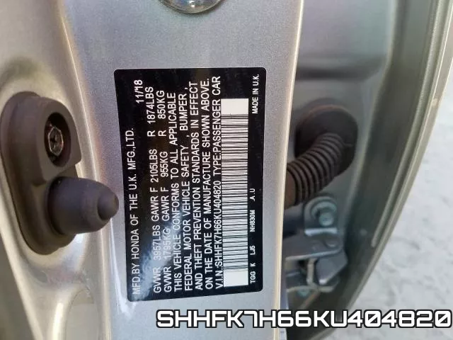 SHHFK7H66KU404820 фото 2