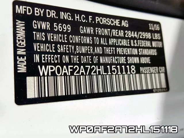WP0AF2A72HL151118 фото 2