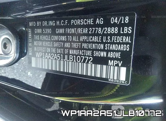 WP1AA2A51JLB10772 фото 10