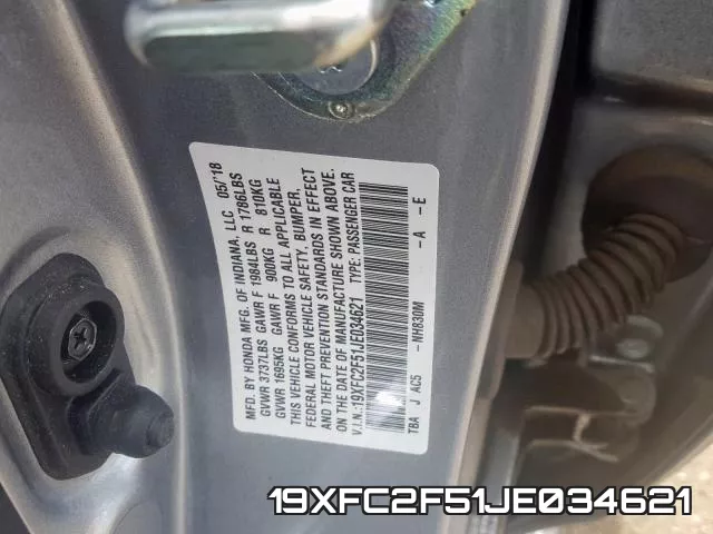 19XFC2F51JE034621 фото 2