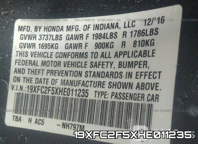 19XFC2F5XHE011235 фото 10