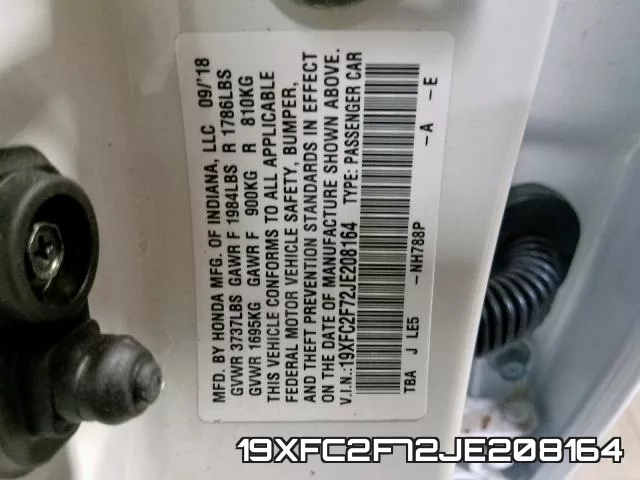 19XFC2F72JE208164 фото 2