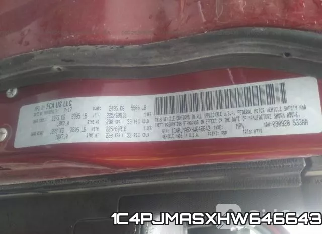 1C4PJMASXHW646643 фото 6