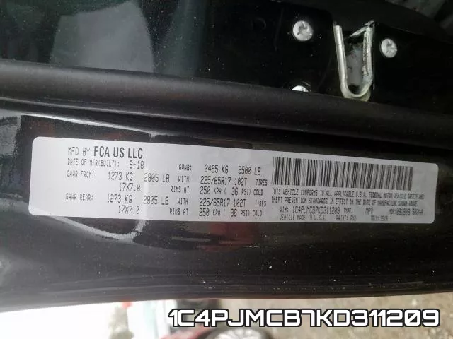 1C4PJMCB7KD311209 фото 2