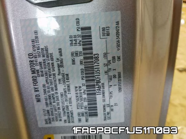 1FA6P8CF1J5117083 фото 2