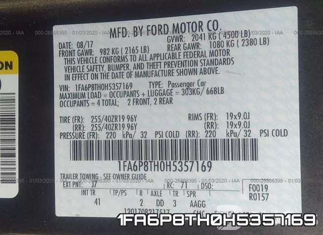 1FA6P8TH0H5357169 фото 5