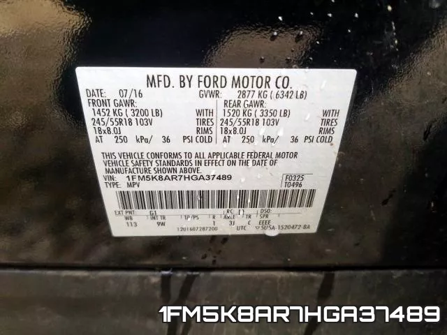 1FM5K8AR7HGA37489 фото 2