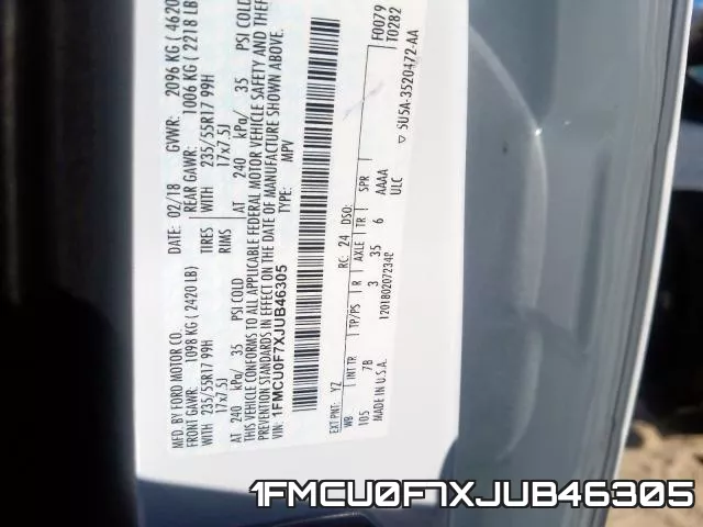 1FMCU0F7XJUB46305 фото 2