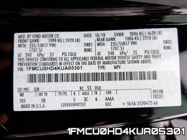 1FMCU0HD4KUA05301 фото 2