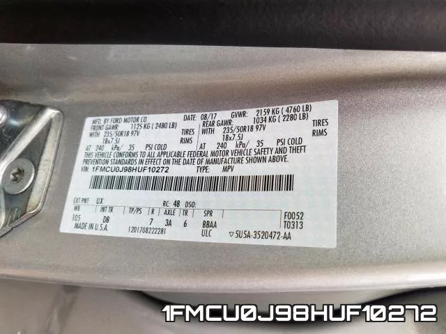 1FMCU0J98HUF10272 фото 2