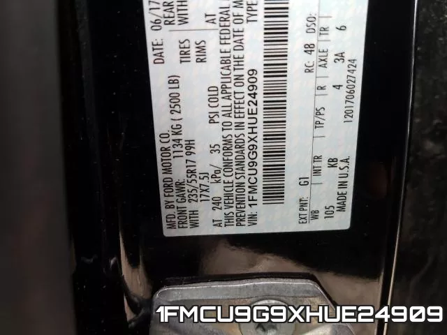 1FMCU9G9XHUE24909 фото 2