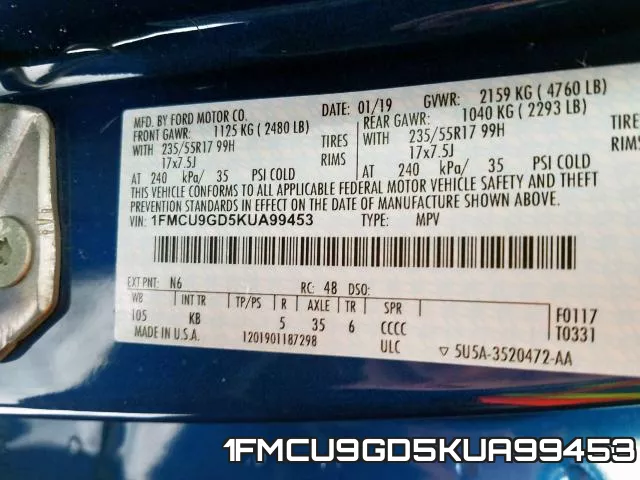 1FMCU9GD5KUA99453 фото 2