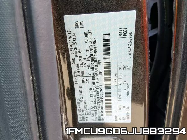 1FMCU9GD6JUB83294 фото 2