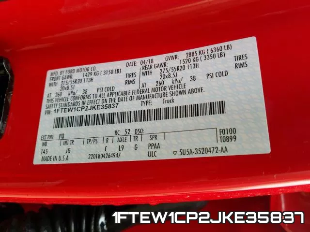 1FTEW1CP2JKE35837 фото 2