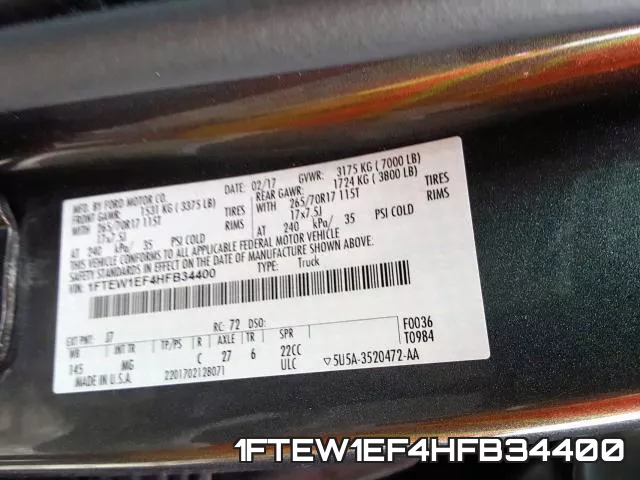 1FTEW1EF4HFB34400 фото 2