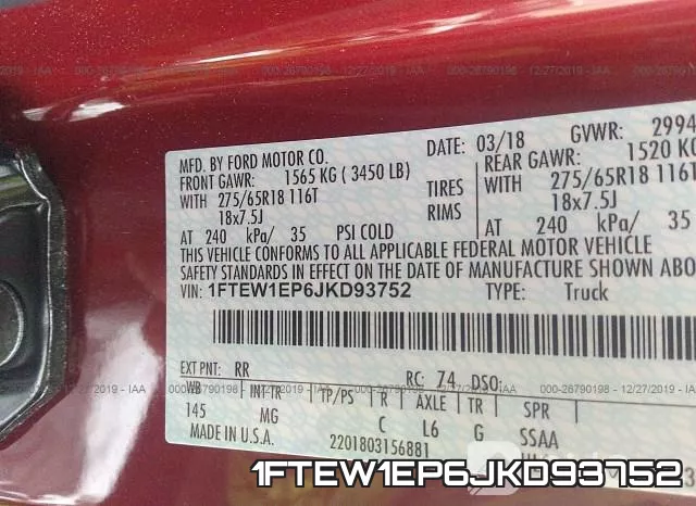 1FTEW1EP6JKD93752 фото 10