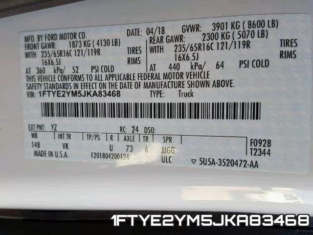1FTYE2YM5JKA83468 фото 2