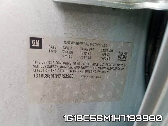 1G1BC5SM1H7193980 фото 2