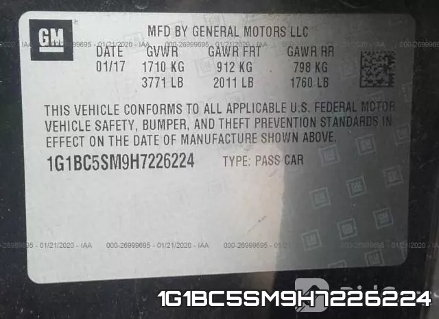 1G1BC5SM9H7226224 фото 6