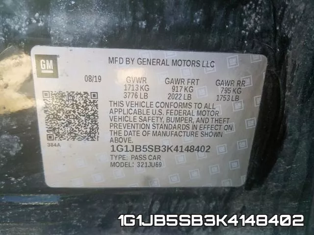 1G1JB5SB3K4148402 фото 2