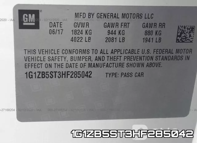 1G1ZB5ST3HF285042 фото 10