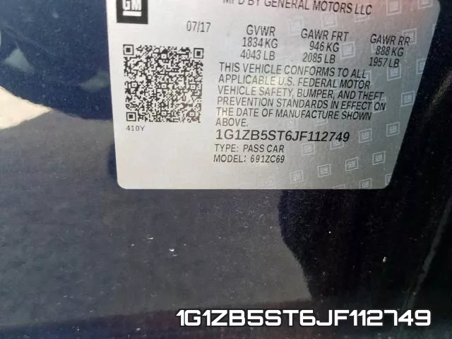 1G1ZB5ST6JF112749 фото 2