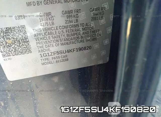 1G1ZF5SU4KF190820 фото 10