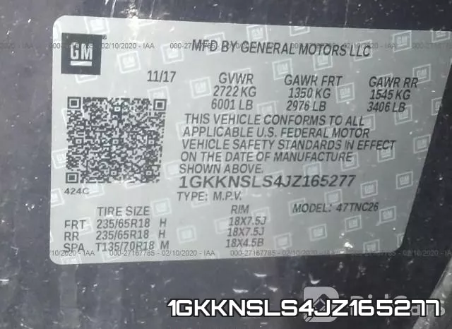 1GKKNSLS4JZ165277 фото 5