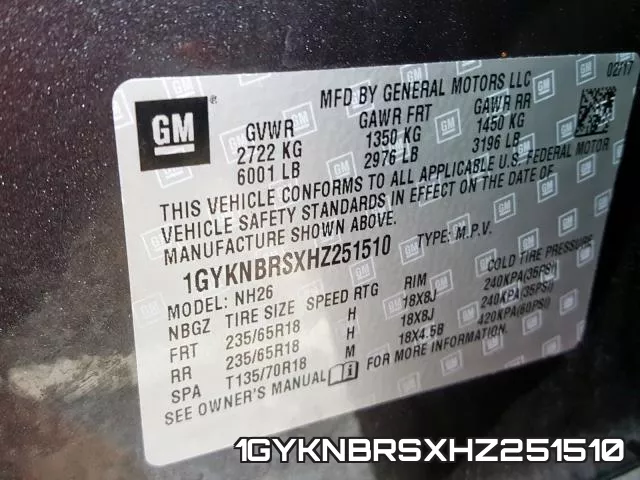 1GYKNBRSXHZ251510 фото 2