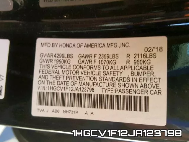 1HGCV1F12JA123798 фото 2